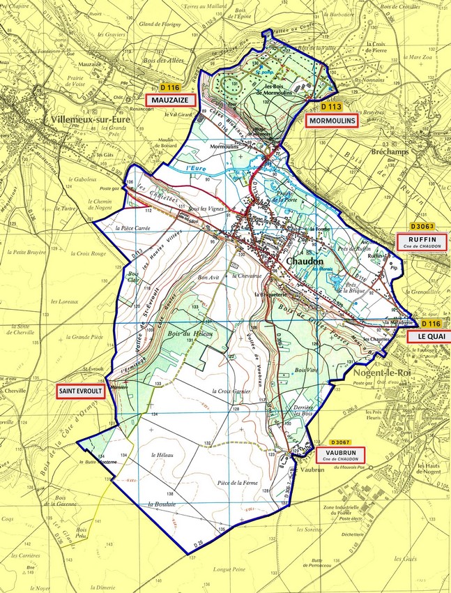 Carte de la commune de Chaudon